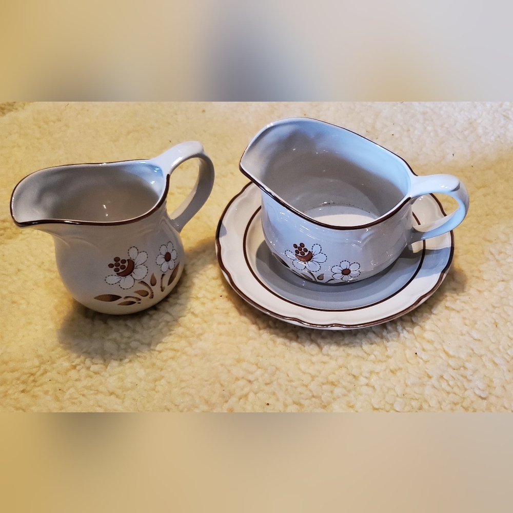 Creamer and gravy? Cumberland Stoneware Mayblossom pattern